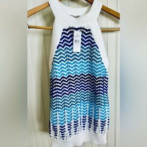 LOFT White and Blue Sweater Tank Top Size XS